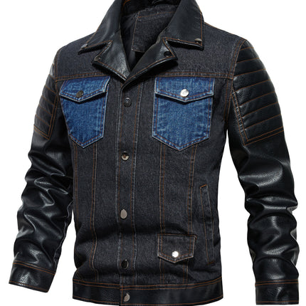 Men's Denim Jacket - Patchwork Trendy Style, Autumn Outerwear