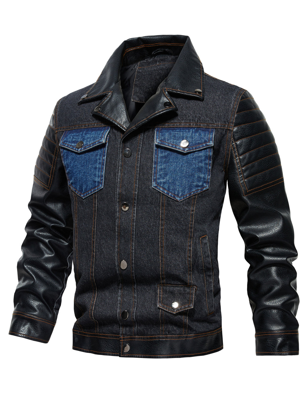 Men's Denim Jacket - Patchwork Trendy Style, Autumn Outerwear