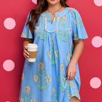 Sky Blue / 1X / 50%Viscose+50%Cotton