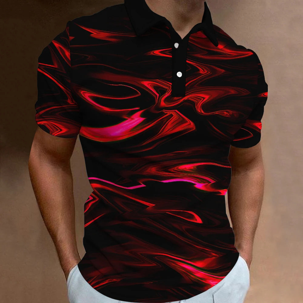 Men's Casual Loose Short Sleeves Plus Size Printed Aurora