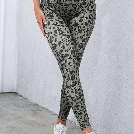Gray Classic Leopard Print Active Leggings