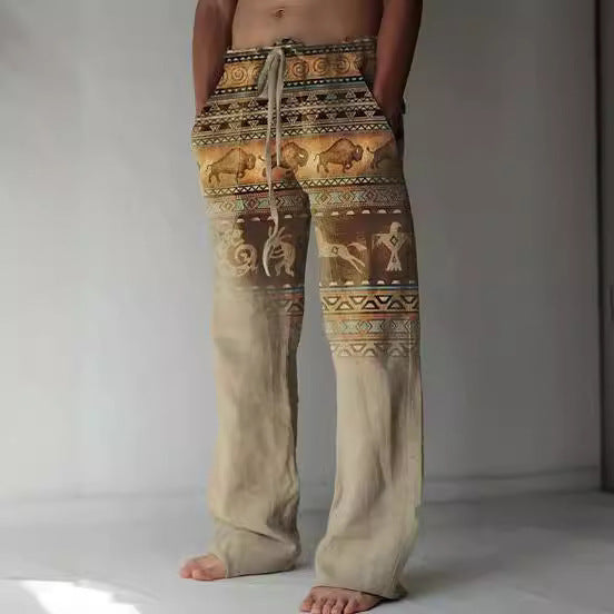 Men's Linen Printed Loose Casual Pants
