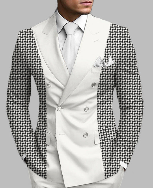 New Men's Printed Posterior Median Split Suit Jacket