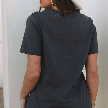 Dark Grey RISE WITH THE SUN Western Fashion Graphic Tee