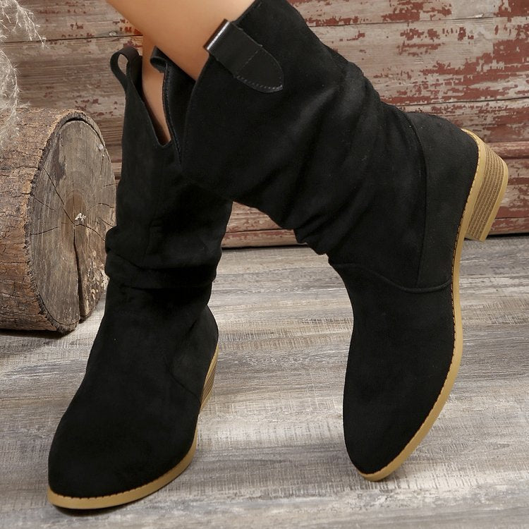 Pointed Suede Boots For Women