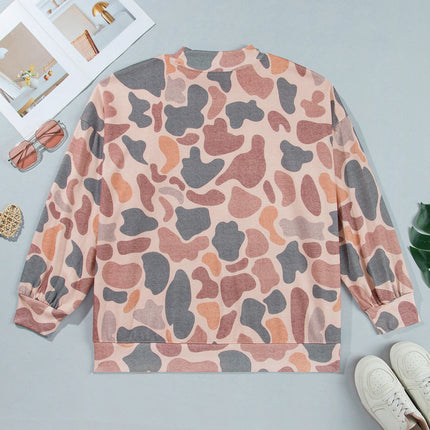 Multicolour Camouflage Western Graphic Plus Size Sweatshirt