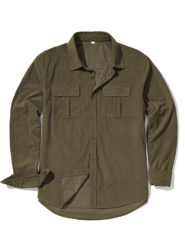 Men's Casual Outdoor Retro Light Core Velvet Solid Color Shirt