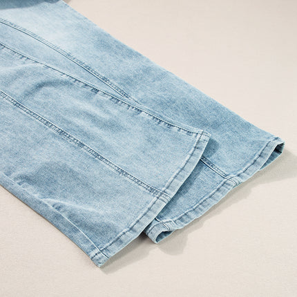 Dusk Blue Acid Wash Extra Wide Leg High Waist Long Jeans