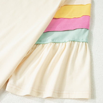 White Color Block Stitched Sleeve Loose T Shirt