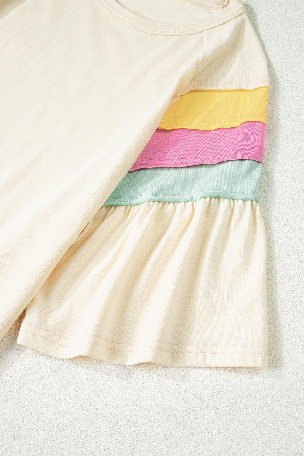 White Color Block Stitched Sleeve Loose T Shirt