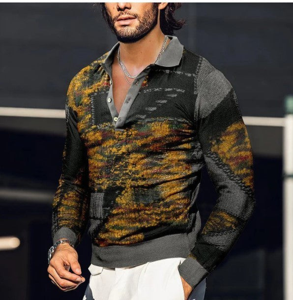 Fashion New Men's 3D Printed Long-sleeved Top