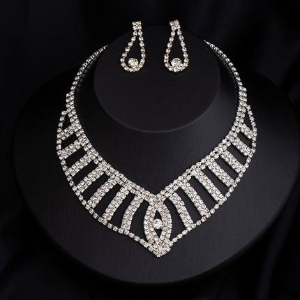Full-diamond Necklace And Earring Jewelry Set