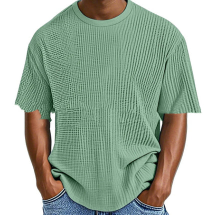 Casual Pure Color Comfort Waffle Short Sleeve