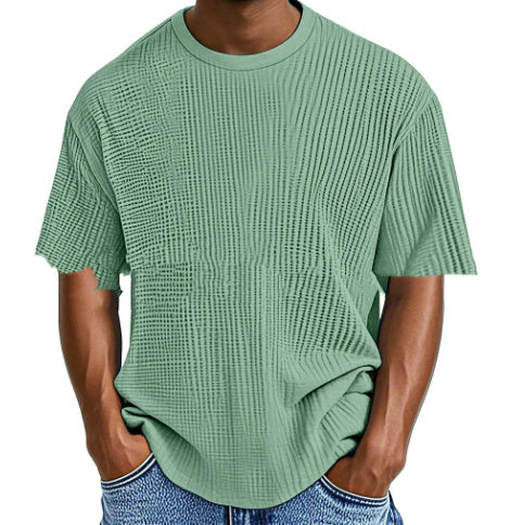 Casual Pure Color Comfort Waffle Short Sleeve