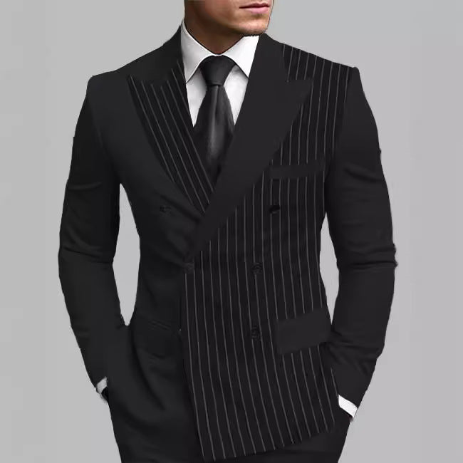 New Men's Printed Posterior Median Split Suit Jacket