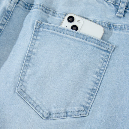 Beau Blue Plus Size Seam Detail Patch Pocket Raw Cut Shift Jeans
