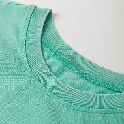 Mint Green Mineral Wash Flower Patchwork Mini T Shirt Dress