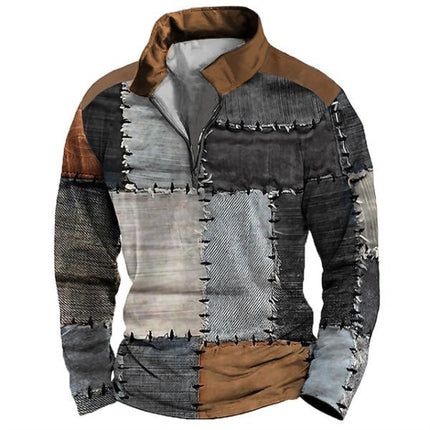 Men's Retro Color Printing Fashion Sports Golf Top Casual T-shirt