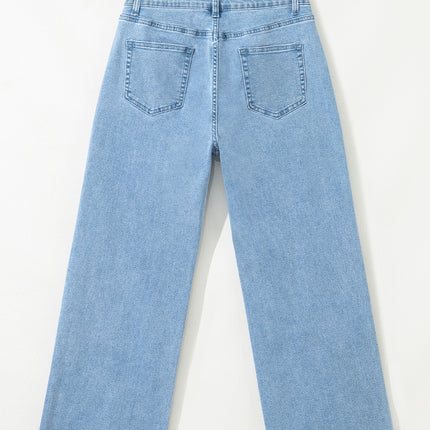 Myosotis Acid Washed High Rise Cropped Wide Leg Jeans