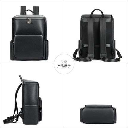 Mens Leather Commuter Casual Laptop Backpack
