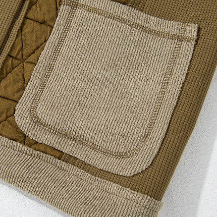 Jungle Green Quilted Textured Patchwork Loose Fit Hooded Jacket