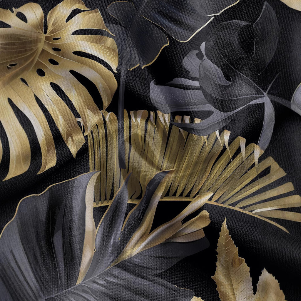 Men's Printed Gold Tropical Plant Pattern Short Sleeve Fashion Printed Shirt