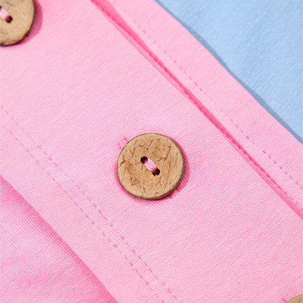 Myosotis Two Tone Half Buttons Collared T Shirt