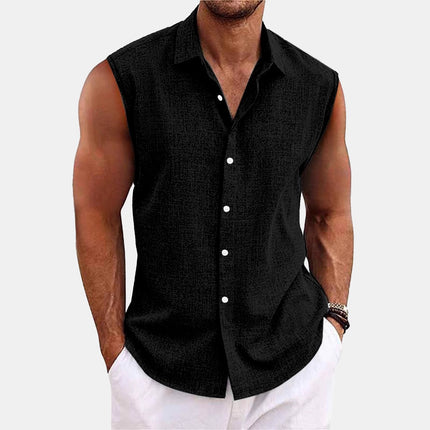 Lapel Beach Sleeveless Shirt