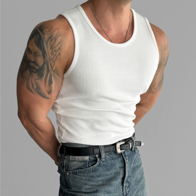 Coarse Thread Elastic And Sweat-absorbing Vest Fitness