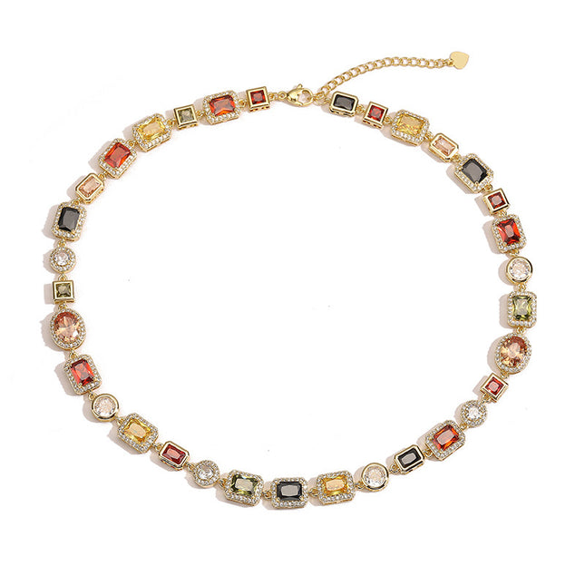 Retro Light-luxury Geometric Jewelry Set Featuring A Bracelet And Necklace