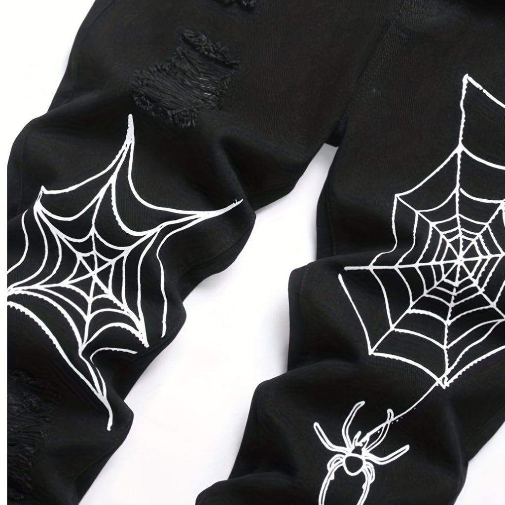 High Street Vibe Style Loose Straight Wide Leg Pants American Spider