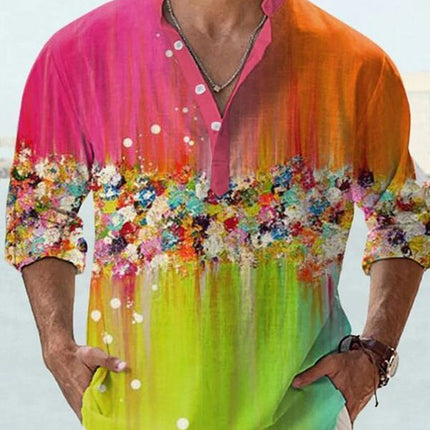 European And American 3D Digital Thermal Transfer Short Sleeve Shirt
