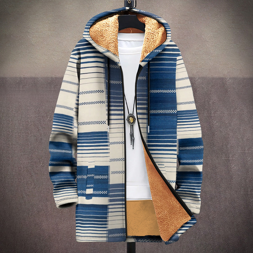 Men's Multicolor Pattern Zipper Hooded Cardigan