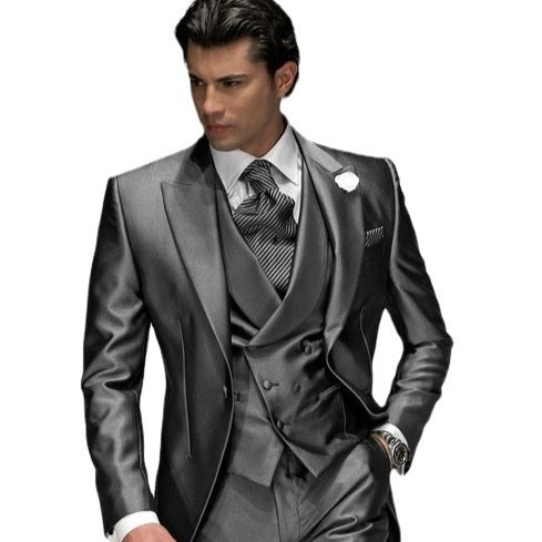 Gray Business Casual Suit Men's Three Pieces