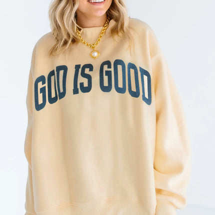 Light Grey Jesus Slogan Stand Neck Long Sleeve Oversized Tunic Plus Size Sweatshirt