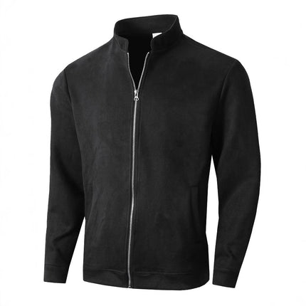 Men's Jacket Slim Fit Round Neck Long Sleeves Stand Collar Cardigan