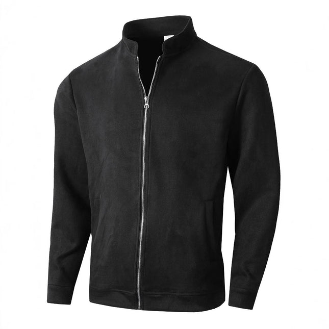 Men's Jacket Slim Fit Round Neck Long Sleeves Stand Collar Cardigan