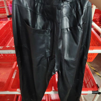 Solid Color PU Elastic Leisure Men Leather Pants