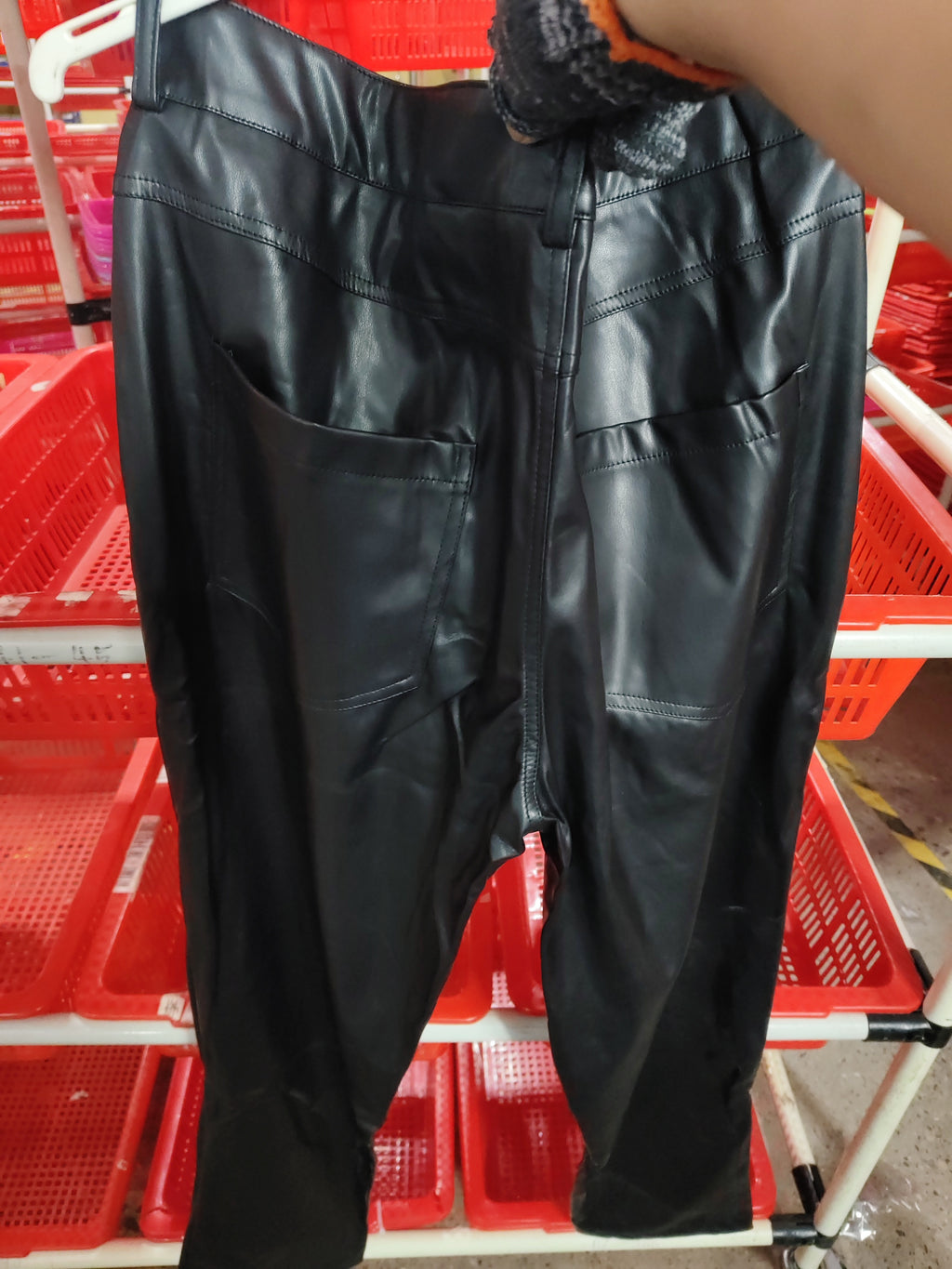 Solid Color PU Elastic Leisure Men Leather Pants
