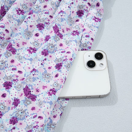Purple Plus Size Floral Print Square Neck Smocked Maxi Dress