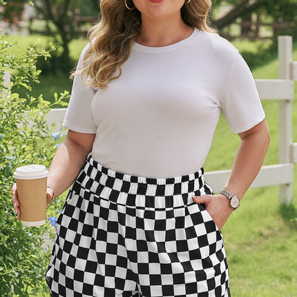 Black Plus Size Checkered Athleisure Shorts