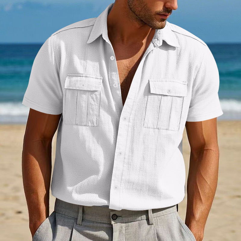 Solid Color Collage Pocket Loose Lapels Cardigan