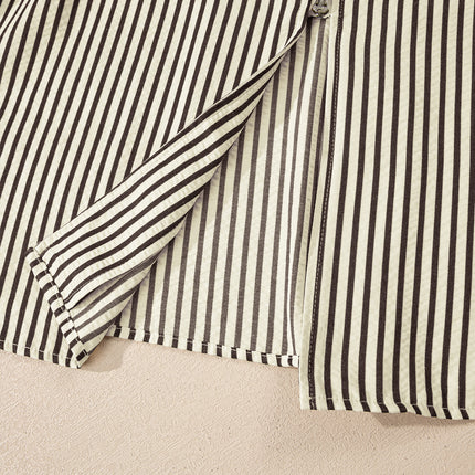 Black Stripe V Neck Zip Front Cinched High Waist Midi Dress
