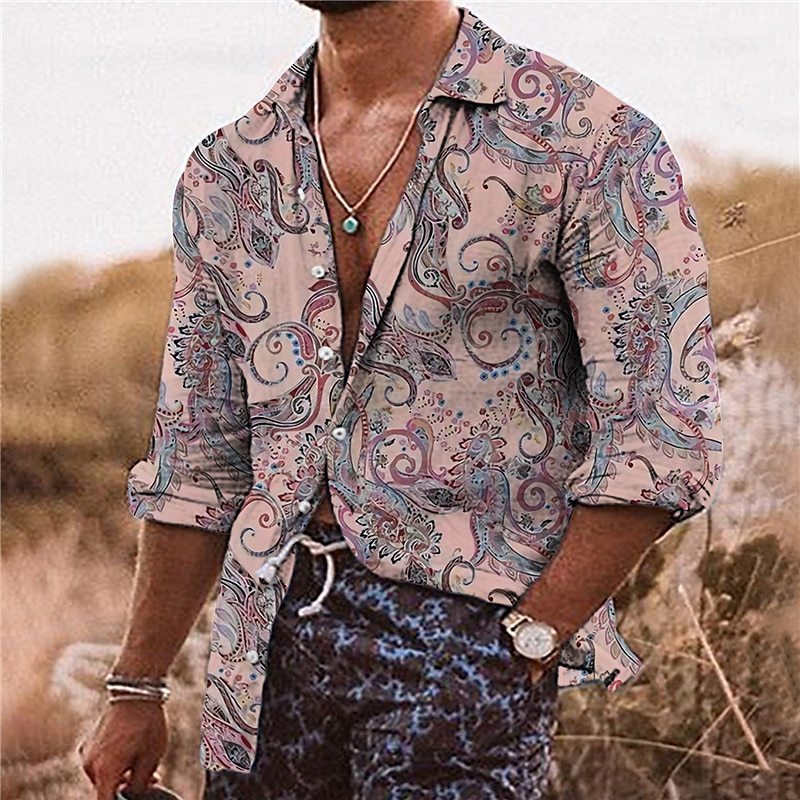 Men's Shirt Bohemian Shirt Flower 3D Pattern Printing