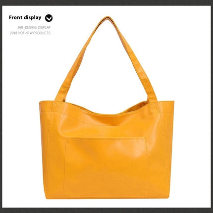 Soft Leather Retro Oil Waxed Leather Large Capacity Shoulder Bag