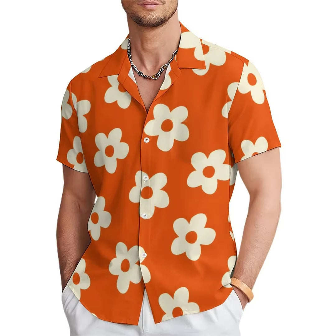 Fashion Men's Casual Floral Print Special-interest Design Shirt