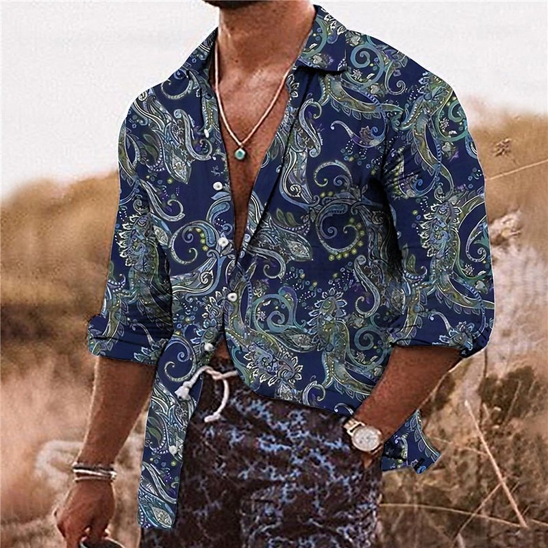 Men's Shirt Bohemian Shirt Flower 3D Pattern Printing