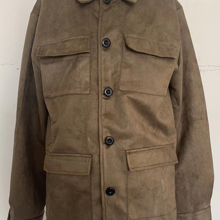 Regular Men's Cowhide Casual Coat And Trench Coat Multi-pocket