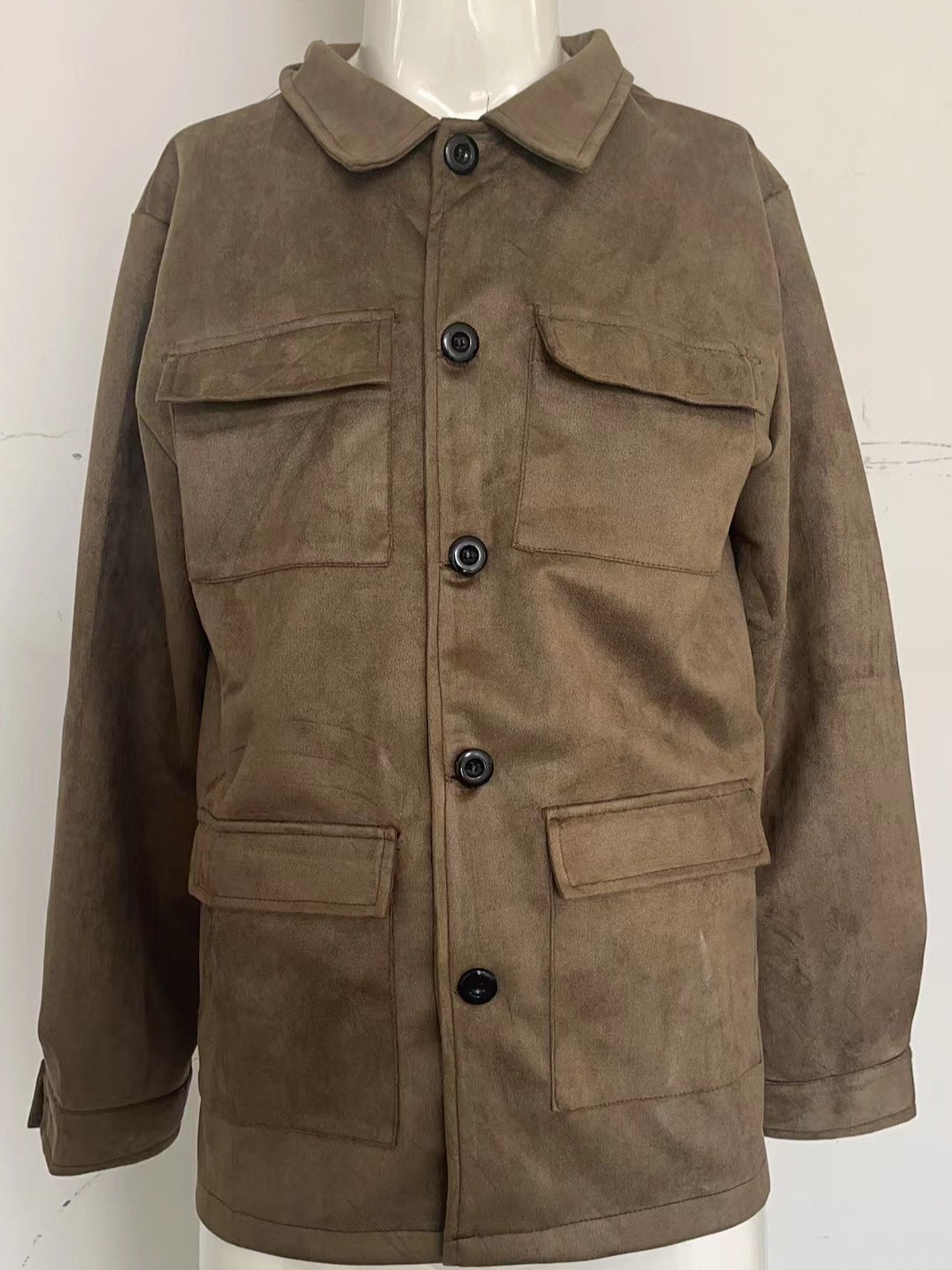 Regular Men's Cowhide Casual Coat And Trench Coat Multi-pocket