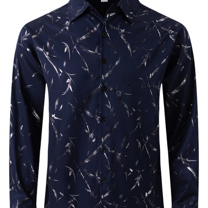 Men's Bronzing Feather Cuff Casual Long-sleeved Shirt